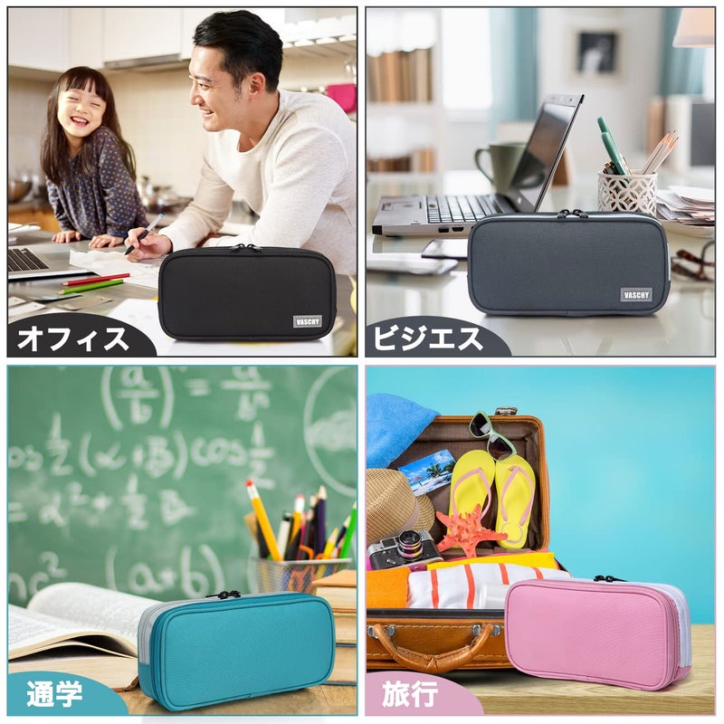VASCHY Pencil Case, Medium Size Pen/Pencil Holder Pouch Bag with Double Zippers for Work School/Medical Gear Pouch Gray - Image 2